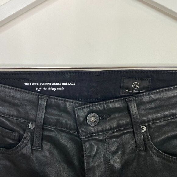 CLEARANCE Adriano Goldschmied The Farrah Skinny Ankle Black Coated Lace Up Jeans - Picture 6 of 7
